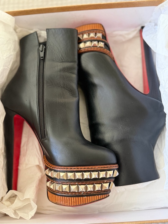 Christian Louboutin Shoes - Christian Louboutin Taclou Booty Black Leather Studded Platform Zip Boots US 7.5